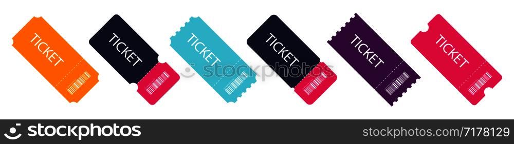 Set of colorful ticket. Blank Template Tickets. Eps10. Set of colorful ticket. Blank Template Tickets