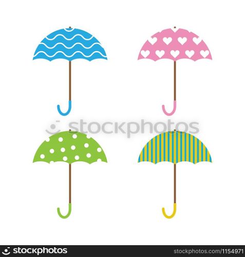 Set of colorful umbrellas vector isolated on white background