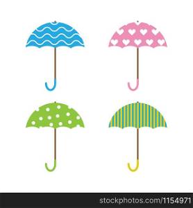Set of colorful umbrellas vector isolated on white background
