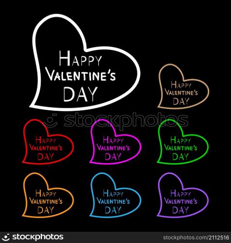 Set of colorful valentine hearts for congratulations. Happy Valentine&rsquo;s Day.