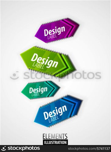 Set of colorful vector arrow labels with sample text