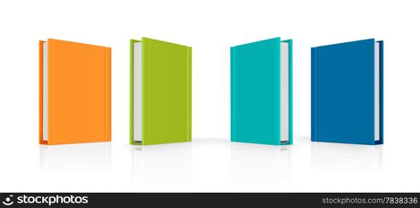 Set of colorful vector books on white
