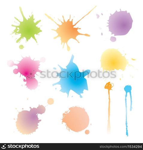 Set of colorful watercolor blots vector.