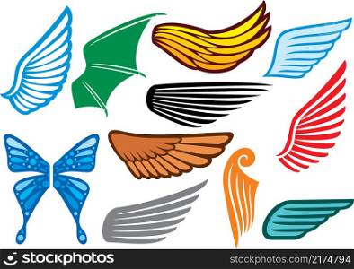 Set of colorful wings vector illustration