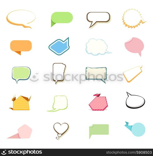 Set of comic bubbles and elements in different style on white background cartoon design style. Set of comic bubbles and elements