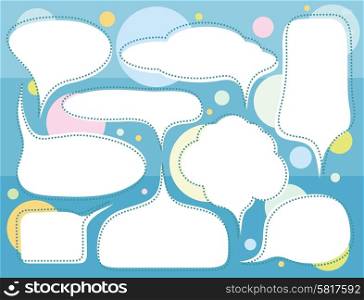 Set of comic bubbles and elements with on stylish background cartoon design style