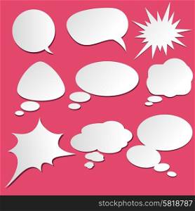 Set of comic bubbles and elements with on stylish red background cartoon design style