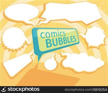 Set of comic bubbles in cartoon design style