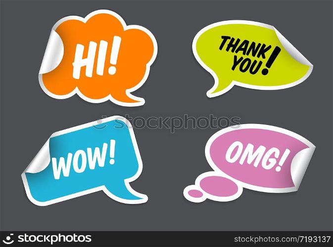 Set of Comic Clouds speech bubbles as stickers and labels
