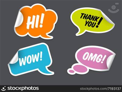 Set of Comic Clouds speech bubbles as stickers and labels