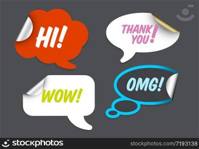 Set of Comic Clouds speech bubbles as stickers and labels. Set of Comic Clouds bubbles templates