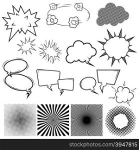 Set of Comic Speech Bubles, Pop Art style. Comic speech bubbles for different emotions and sound effects. Vector illustration.
