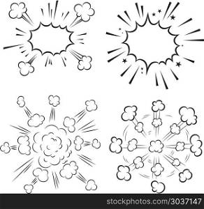 Set of comic style explosions on white background. Design element for poster, card, banner, flyer. Vector illustration. Set of comic style explosions on white background. Design element for poster, card, banner, flyer.