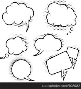 Set of comic style speech balloons. Design elements for poster, banner, card. Vector illustration