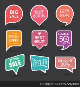 Set of commercial sale stickers, elements badges and labels collection