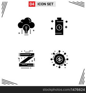 Set of Commercial Solid Glyphs pack for cloud, accessories, bulb, electricity, clothes Editable Vector Design Elements