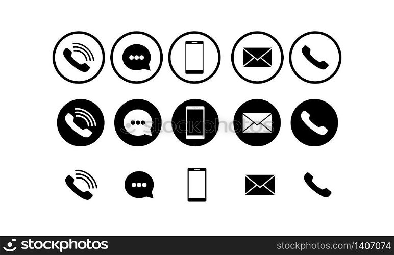 Set of communication icons set modern button . Phone, mobile phone, mail on isolated background for applications, web, app. EPS 10 vector.. Set of communication icons set modern button . Phone, mobile phone, mail on isolated background for applications, web, app. EPS 10 vector