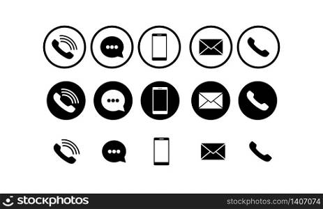 Set of communication icons set modern button . Phone, mobile phone, mail on isolated background for applications, web, app. EPS 10 vector.. Set of communication icons set modern button . Phone, mobile phone, mail on isolated background for applications, web, app. EPS 10 vector