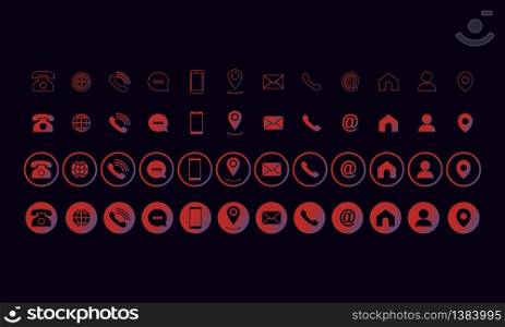 Set of communication icons set. Phone, mobile phone, retro phone, location, mail and web site symbols on isolated background for applications, web, app. EPS 10 vector. Set of communication icons set. Phone, mobile phone, retro phone, location, mail and web site symbols on isolated background for applications, web, app. EPS 10 vector.