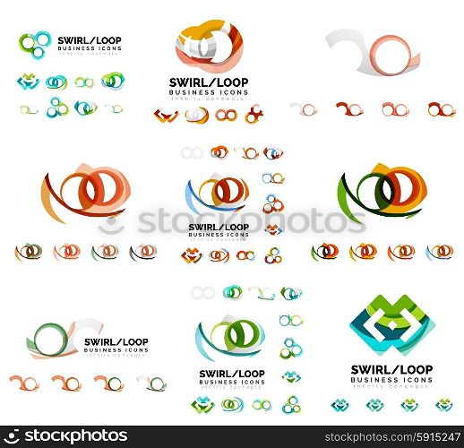 Set of company logotype branding designs, swirl infinity loop concept