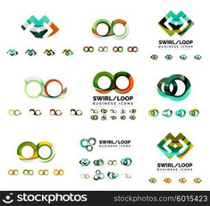 Set of company logotype branding designs, swirl infinity loop concept