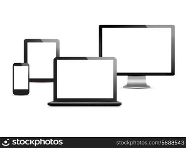 Set of computer devices. Vector.