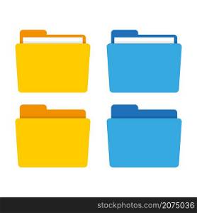 Set of computer folders. File folder with documents.