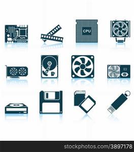 Set of computer hardware icons. EPS 10 vector illustration without transparency.
