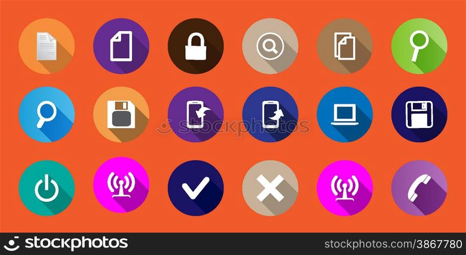 set of computer icons in a flat design