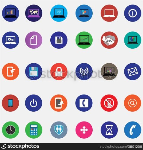 set of computer icons in flat desigh. vector. Set of flat icons for mobile app and web