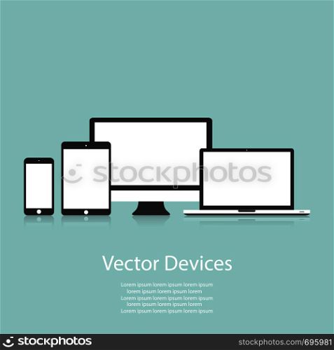 Set of computer monitors, laptops, tablets and mobile phones. Electronic gadgets, isolated, on white background. Set of computer monitors, laptops, tablets and mobile phones. Electronic gadgets, isolated, on white background