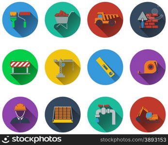 Set of construction icons in flat design. EPS 10 vector illustration with transparency.
