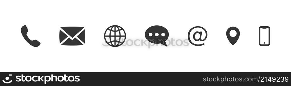 Set of contact icons. Website set icon vector. Contact information icons. Vector illustration