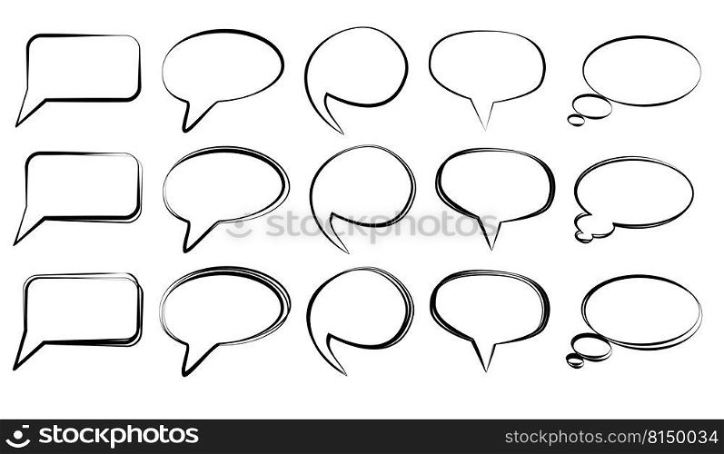 Set of contour icons empty speech bubbles isolated on white background. Vector design element.. Set of contour icons empty speech bubbles isolated on white background. Design element.