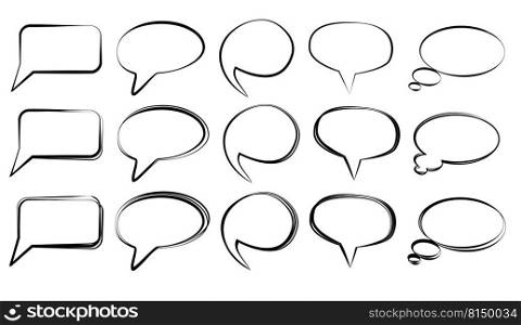 Set of contour icons empty speech bubbles isolated on white background. Vector design element.. Set of contour icons empty speech bubbles isolated on white background. Design element.