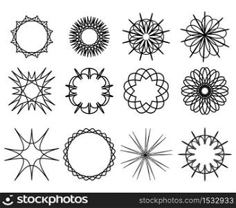 Set of contour spirographs. Circular pattern. Vector element for your design. Set of contour spirographs. Circular pattern.