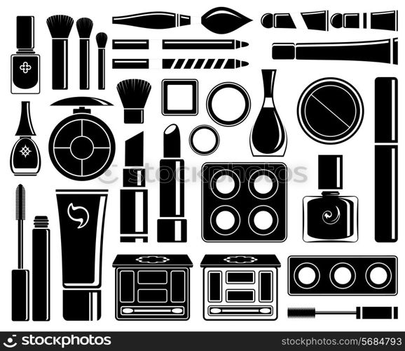 Set of cosmetic accessories on a white background