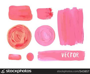 Set of cosmetic stains texture of acrylic paint. Vector illustration in cosmetic colors. Pink backgrounds. Set of cosmetic stains texture of acrylic paint. Vector illustration in cosmetic colors. Pink