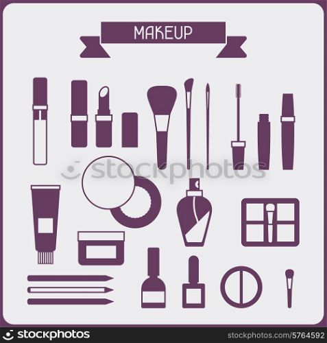 Set of cosmetics icons in flat style.