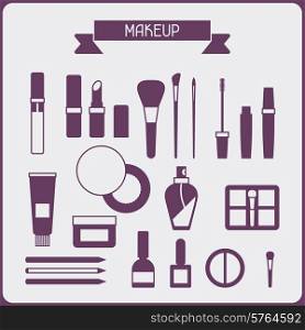 Set of cosmetics icons in flat style.