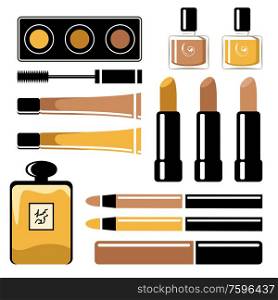 Set of cosmetics on a white background. Vector flat illustration.