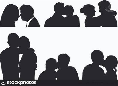 Set of couple in different positions isolated on white