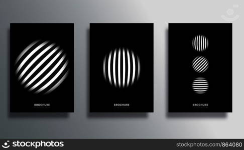 Set of cover with striped circle templates design for flyer, poster, brochure, typography or other printing products. Vector illustration.. Set of cover with striped circle templates design for flyer, poster, brochure, typography or other printing products