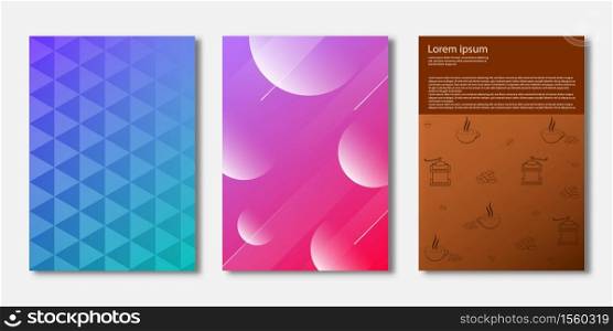 Set of Covers design, Transparency rectangle and circle with gradient background, Pattern of covers template set, Vector illustration