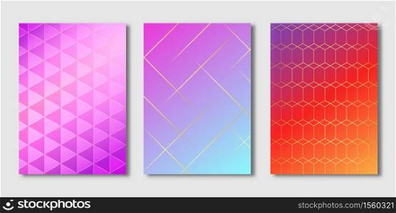 Set of Covers design, Transparency rectangle and geometric with gradient background, Pattern of covers template set, Vector illustration