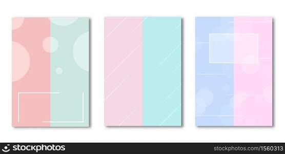 Set of Covers design, White rectangle geometric frame and line with gradient background, template set, Modern covers, Vector illustration