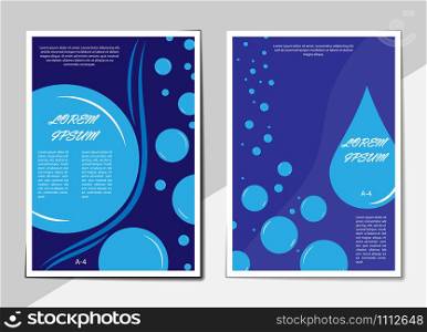 Set of covers in blue with a water theme. Flat patterned. Abstract color background. Applicable for flyers, posters, banners or billboards and booklets.
