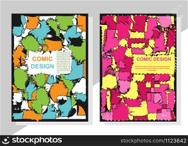 Set of covers with a flat pattern in the style of comics. Format A-4. Casual modern colors. Colorful background for flyers, posters, banners or billboards and booklets