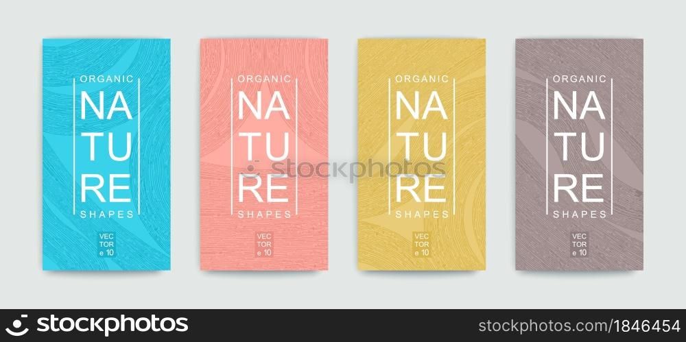 Set of covers with pattern of organic lines and shapes. Natural texture of vegetative lines. Minimalistic trendy style. Vector graphics. Set of covers with pattern of organic lines and shapes. Natural texture of vegetative lines. Minimalistic trendy style. Vector templates