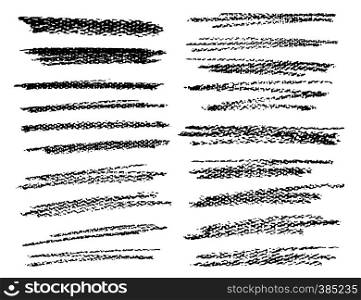 Set of crayon brush stroke, Black ink grunge brush strokes, Vector illustration.